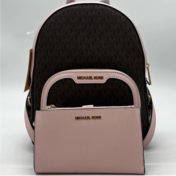 Michael Kors Medium Jaycee Zip Packet Backpack & Double Zip Wallet Wristlet - Picture 2 of 15